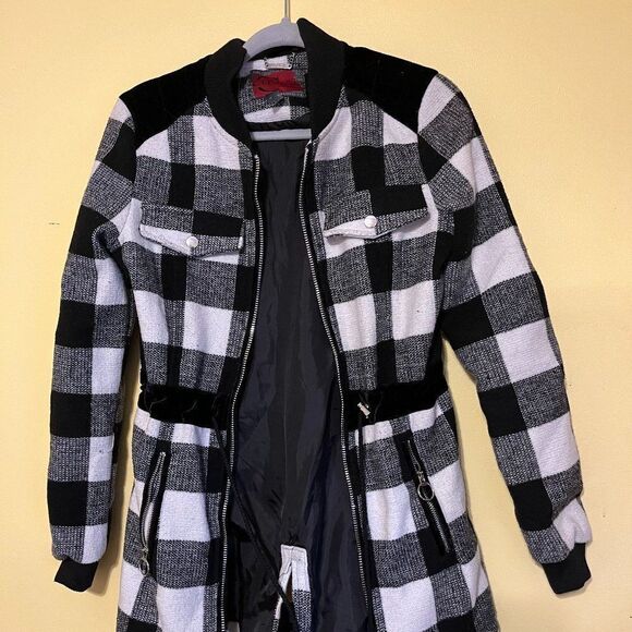 Celsius Jackets & Blazers - Celsius Premium Plaid Long Sleeve Pockets Full Zip Jacket Coat Black Small